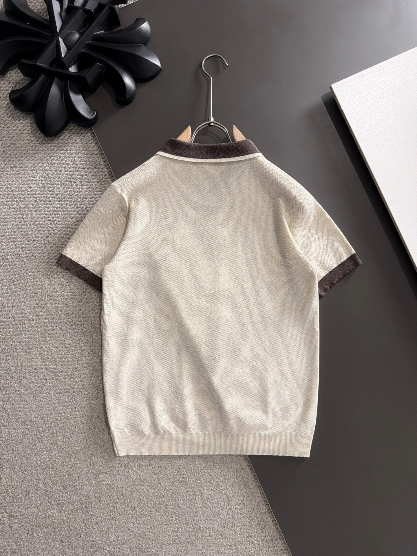 260511 New high-quality combed cotton yarn neckpiece stitched knitted polo shirt