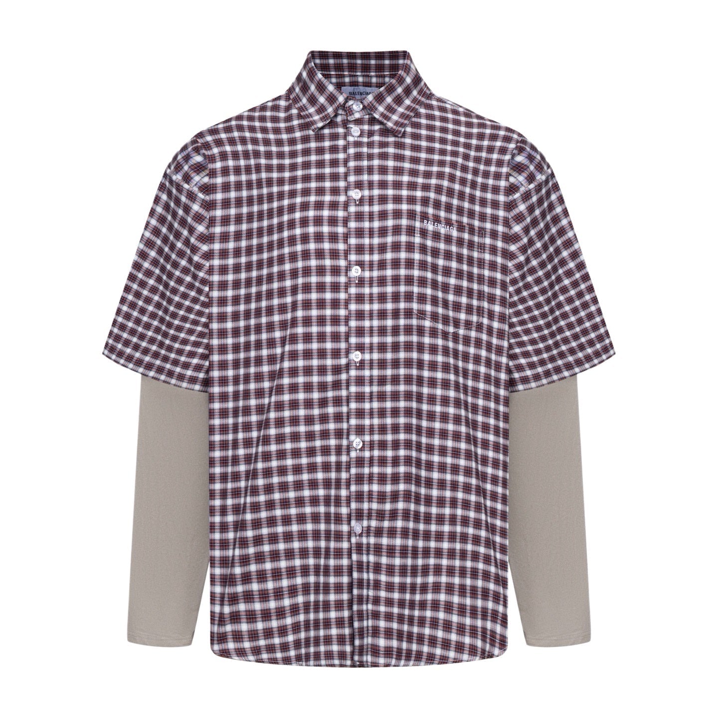 260511 New high-quality checked pocket logo embroidered patch fake two-piece shirt