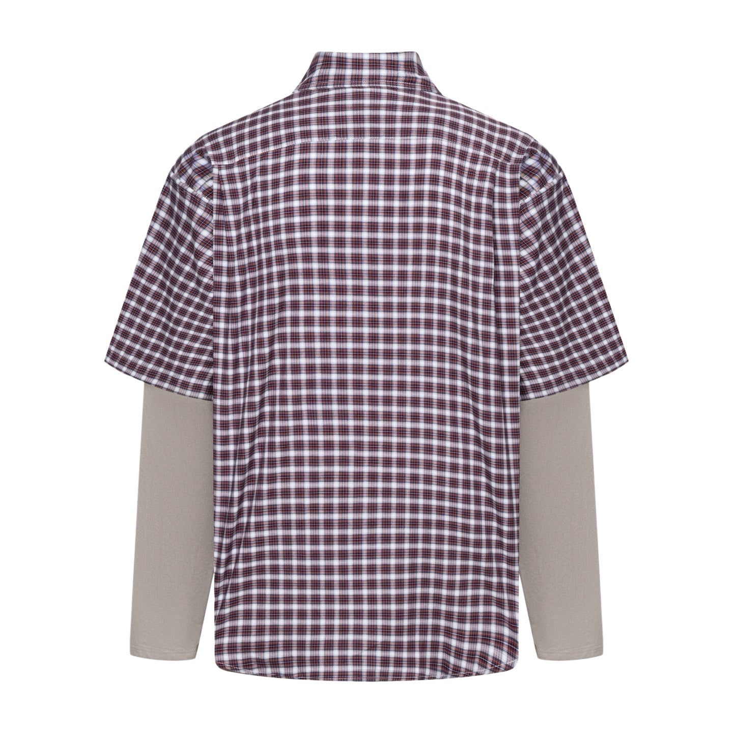 260511 New high-quality checked pocket logo embroidered patch fake two-piece shirt