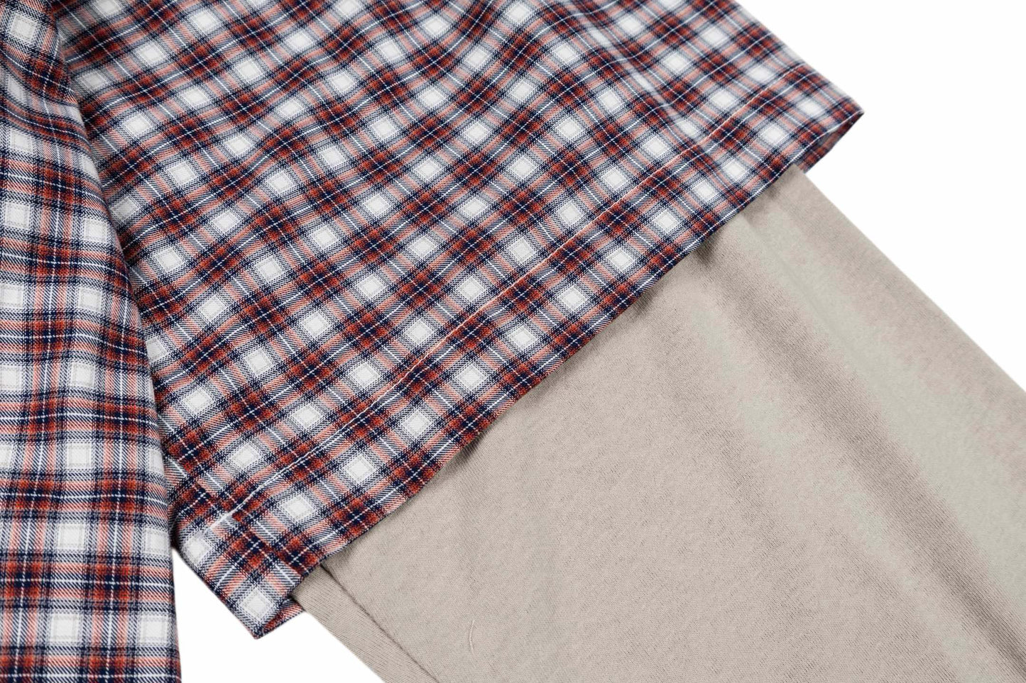 260511 New high-quality checked pocket logo embroidered patch fake two-piece shirt