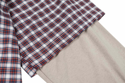 260511 New high-quality checked pocket logo embroidered patch fake two-piece shirt