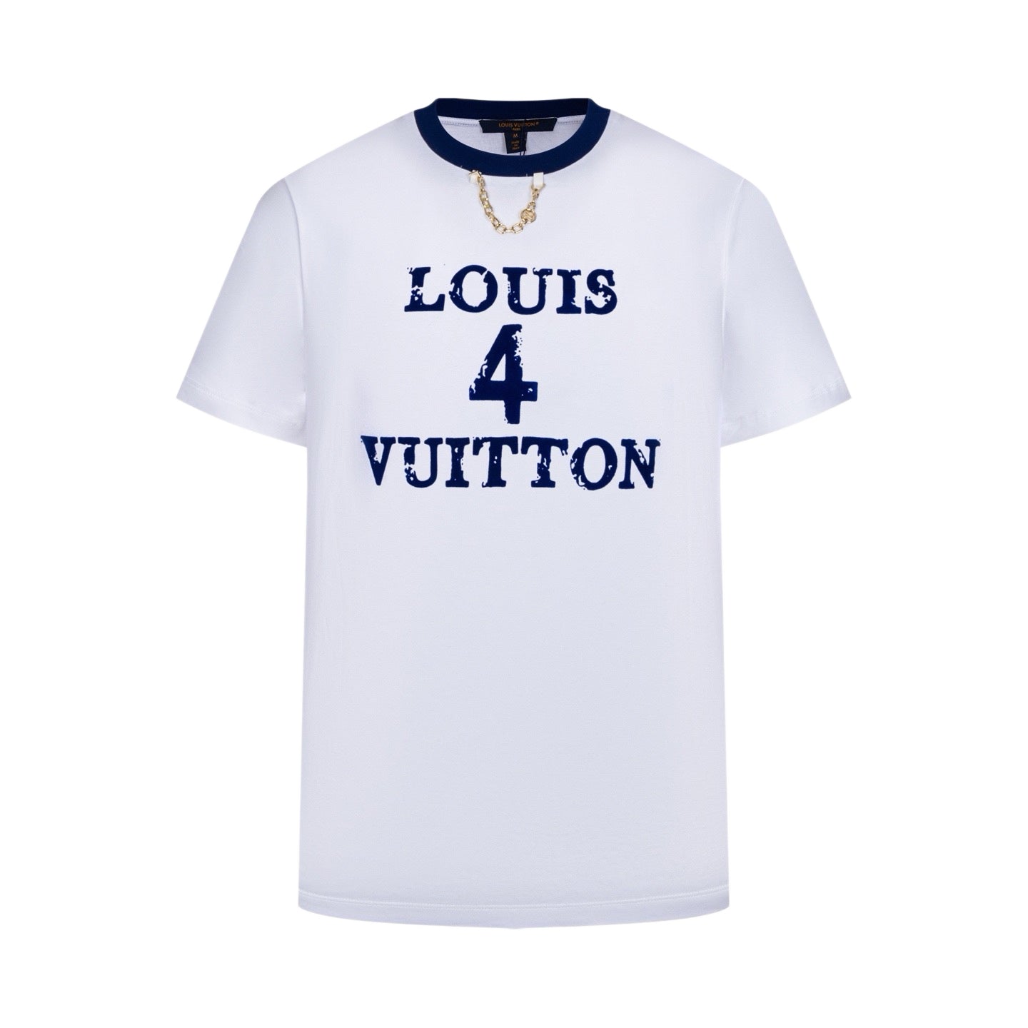 260511 New high-quality 4-character retro flocking printed chain T-shirt