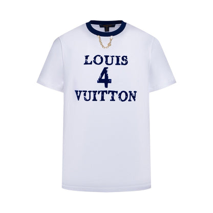 260511 New high-quality 4-character retro flocking printed chain T-shirt