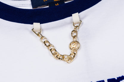 260511 New high-quality 4-character retro flocking printed chain T-shirt