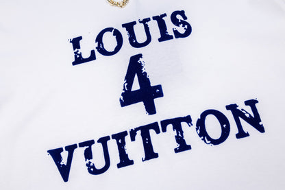 260511 New high-quality 4-character retro flocking printed chain T-shirt