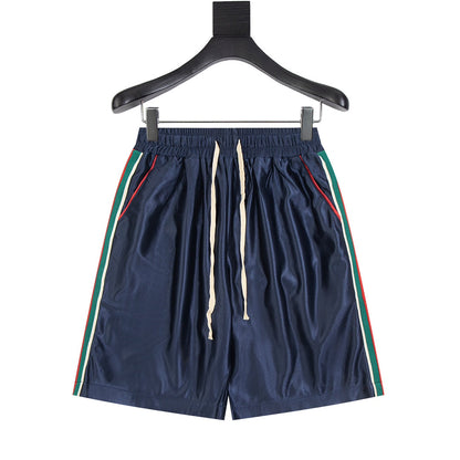 260511 New high-quality red and green striped velvet texture short pants