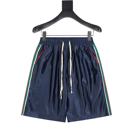260511 New high-quality red and green striped velvet texture short pants