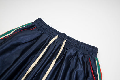 260511 New high-quality red and green striped velvet texture short pants