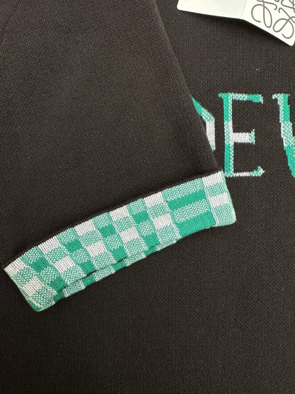 260511 New high-quality, thick, custom-designed plaid patchwork knitted short-sleeved shirt