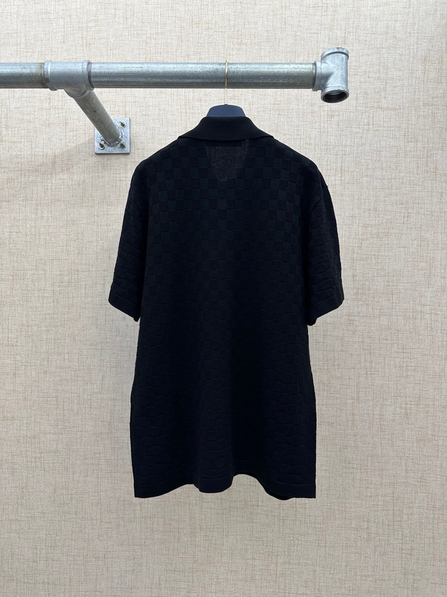 260511 New high-quality check-pattern jacquard wool jersey polo shirt