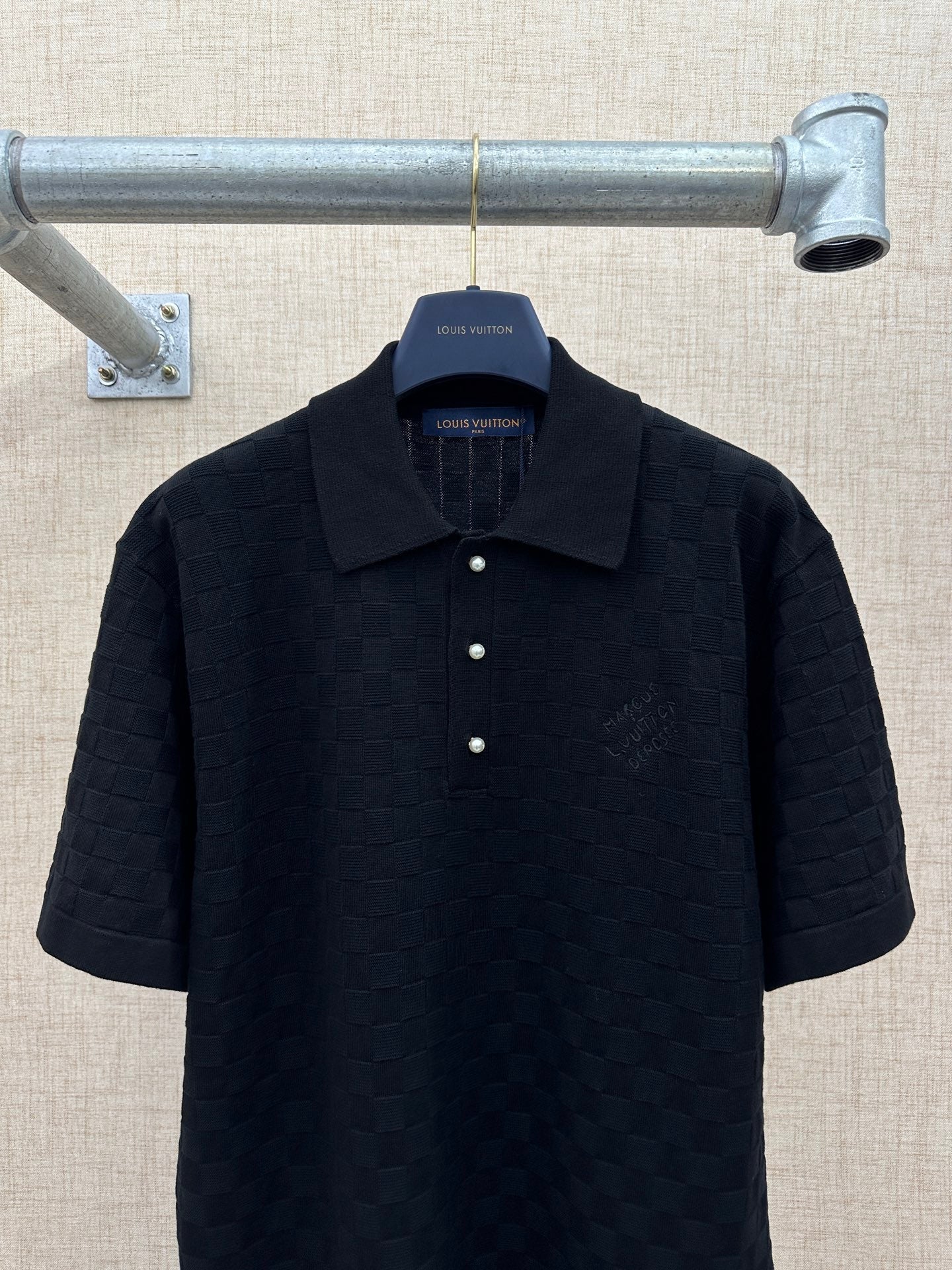 260511 New high-quality check-pattern jacquard wool jersey polo shirt