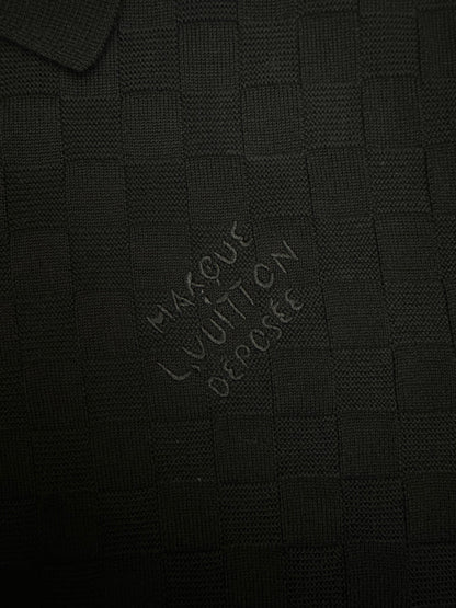 260511 New high-quality check-pattern jacquard wool jersey polo shirt
