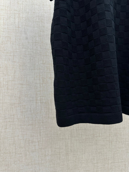 260511 New high-quality check-pattern jacquard wool jersey polo shirt