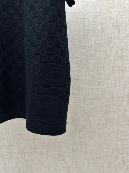 260511 New high-quality check-pattern jacquard wool jersey polo shirt