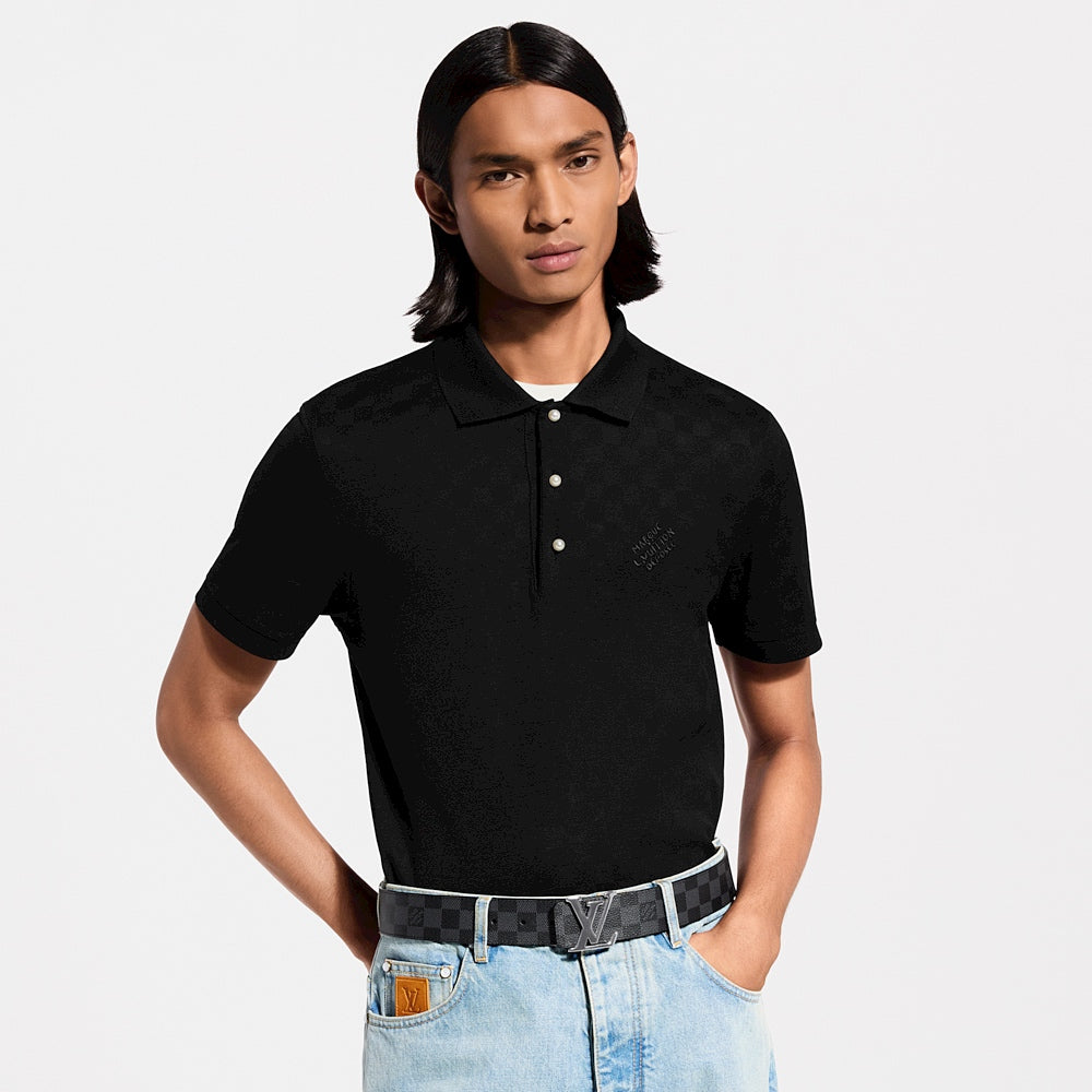 260511 New high-quality check-pattern jacquard wool jersey polo shirt