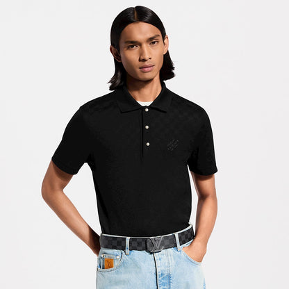 260511 New high-quality check-pattern jacquard wool jersey polo shirt