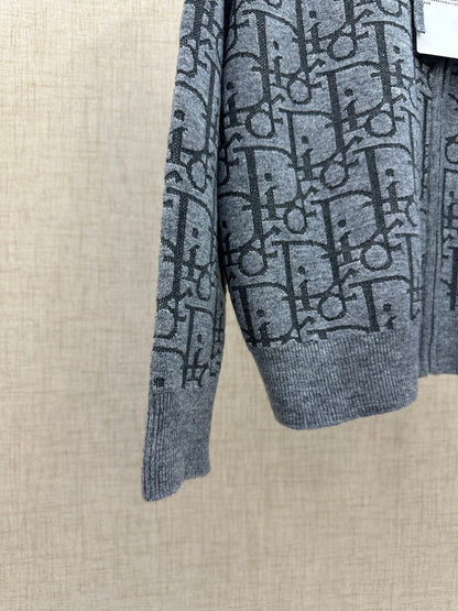 260511 New high-quality custom full-print hooded zipper wool blend cardigan