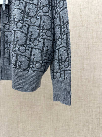 260511 New high-quality custom full-print hooded zipper wool blend cardigan