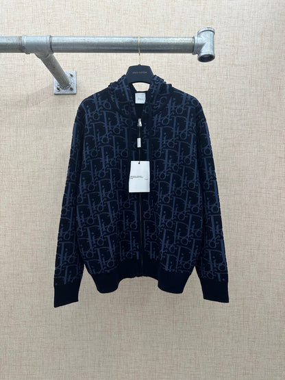 260511 New high-quality custom full-print hooded zipper wool blend cardigan