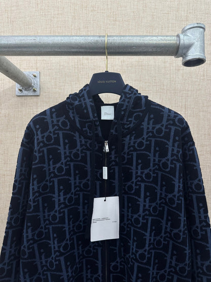 260511 New high-quality custom full-print hooded zipper wool blend cardigan