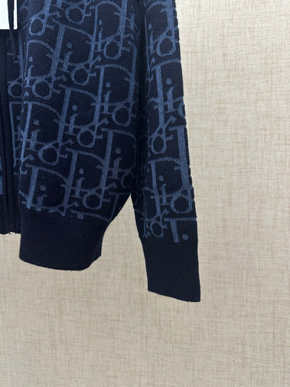 260511 New high-quality custom full-print hooded zipper wool blend cardigan
