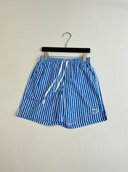 260521 New high-quality blue and white striped casual shorts