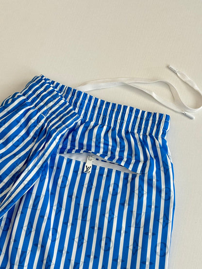 260521 New high-quality blue and white striped casual shorts