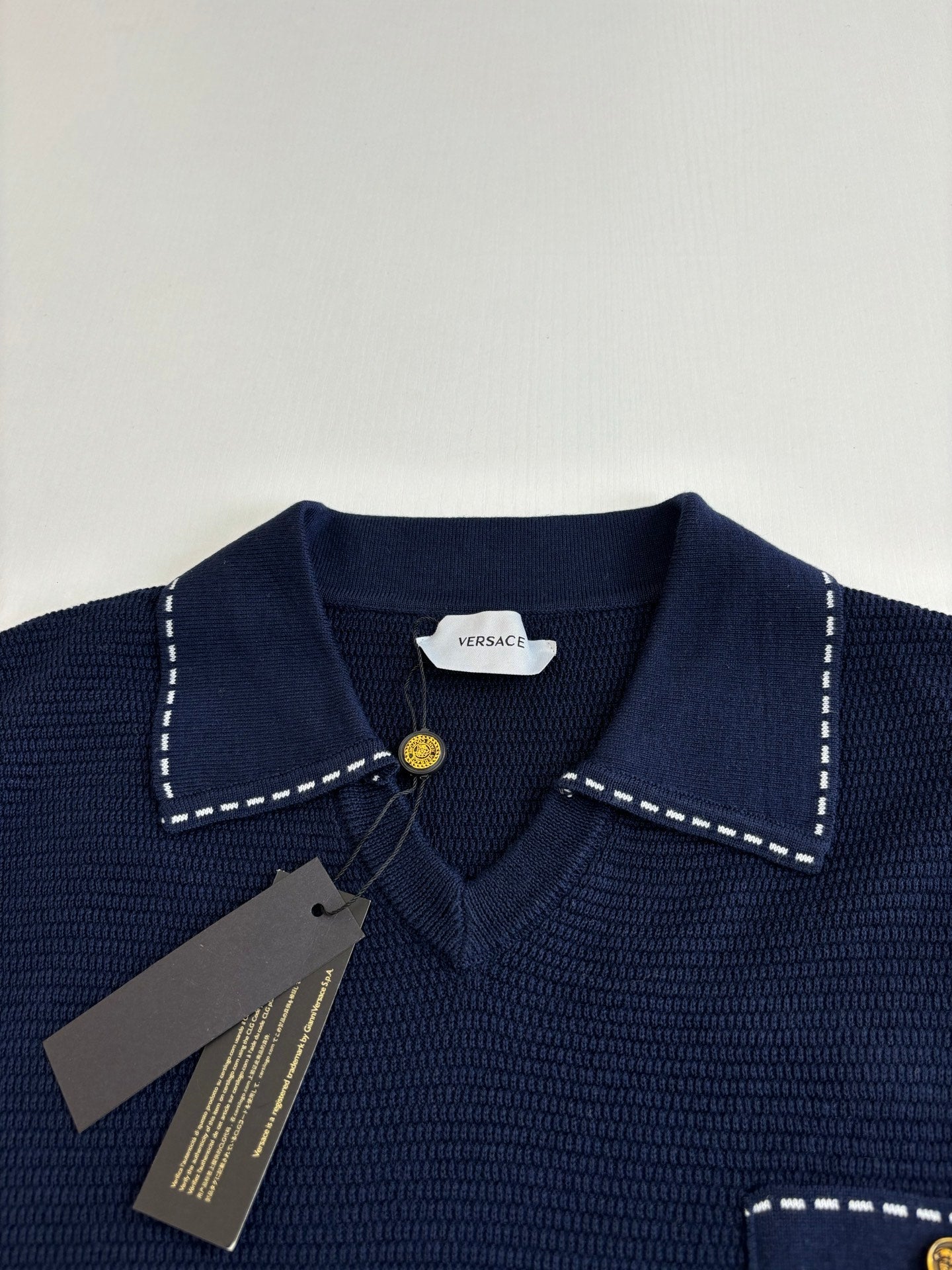 260521 New high-quality V-neck knitted polo with a collar and short sleeves