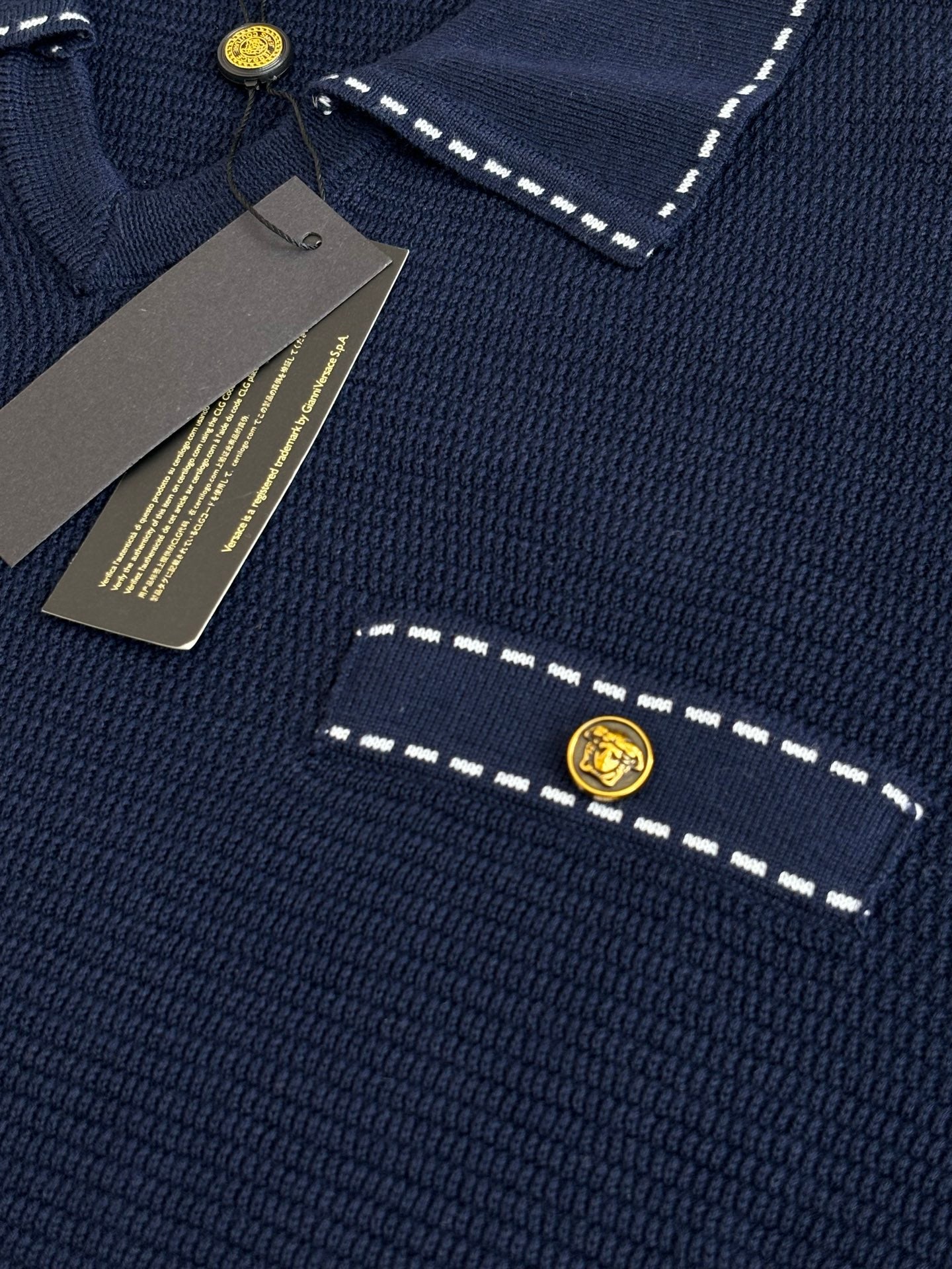 260521 New high-quality V-neck knitted polo with a collar and short sleeves