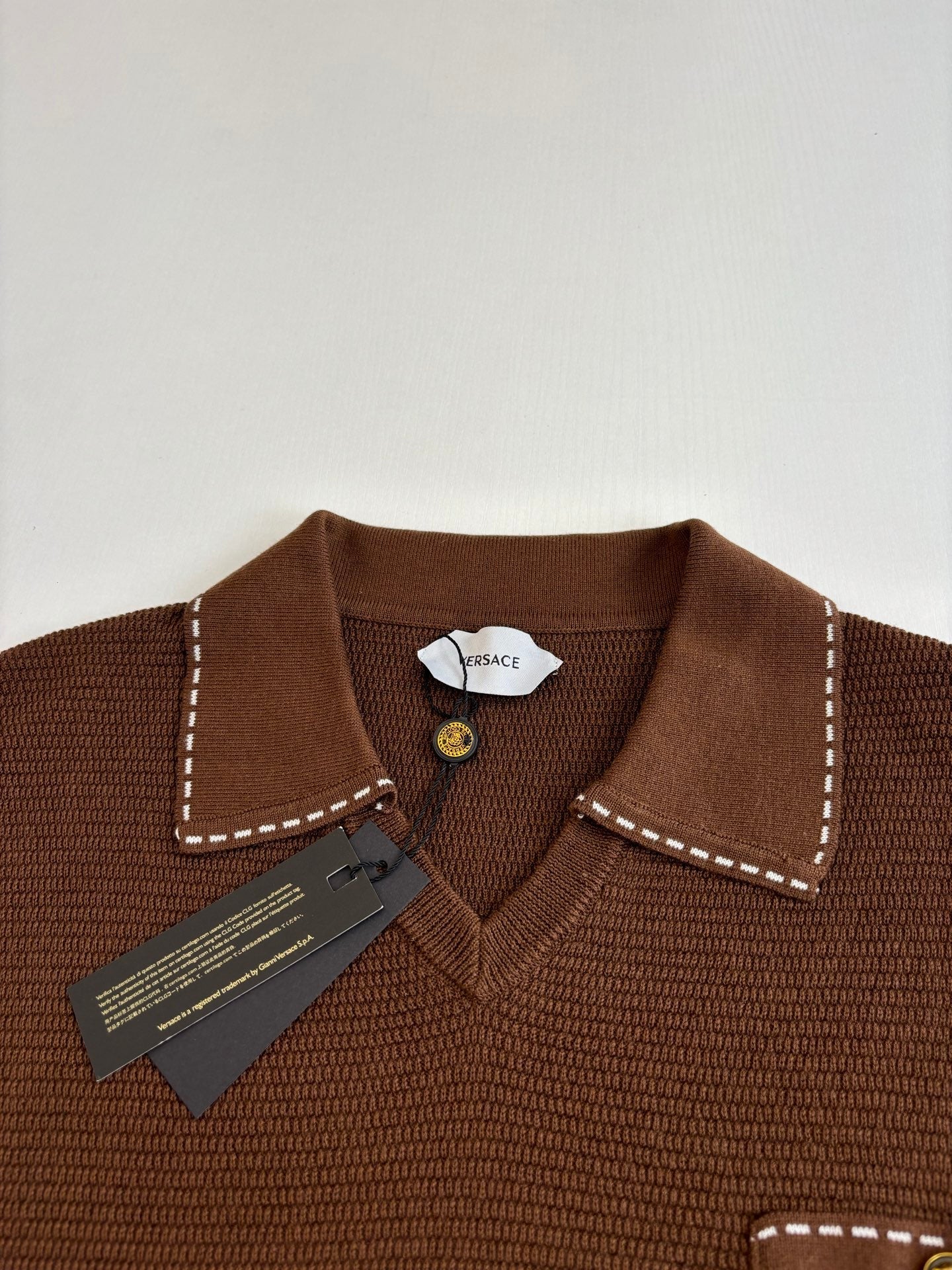 260521 New high-quality V-neck knitted polo with a collar and short sleeves
