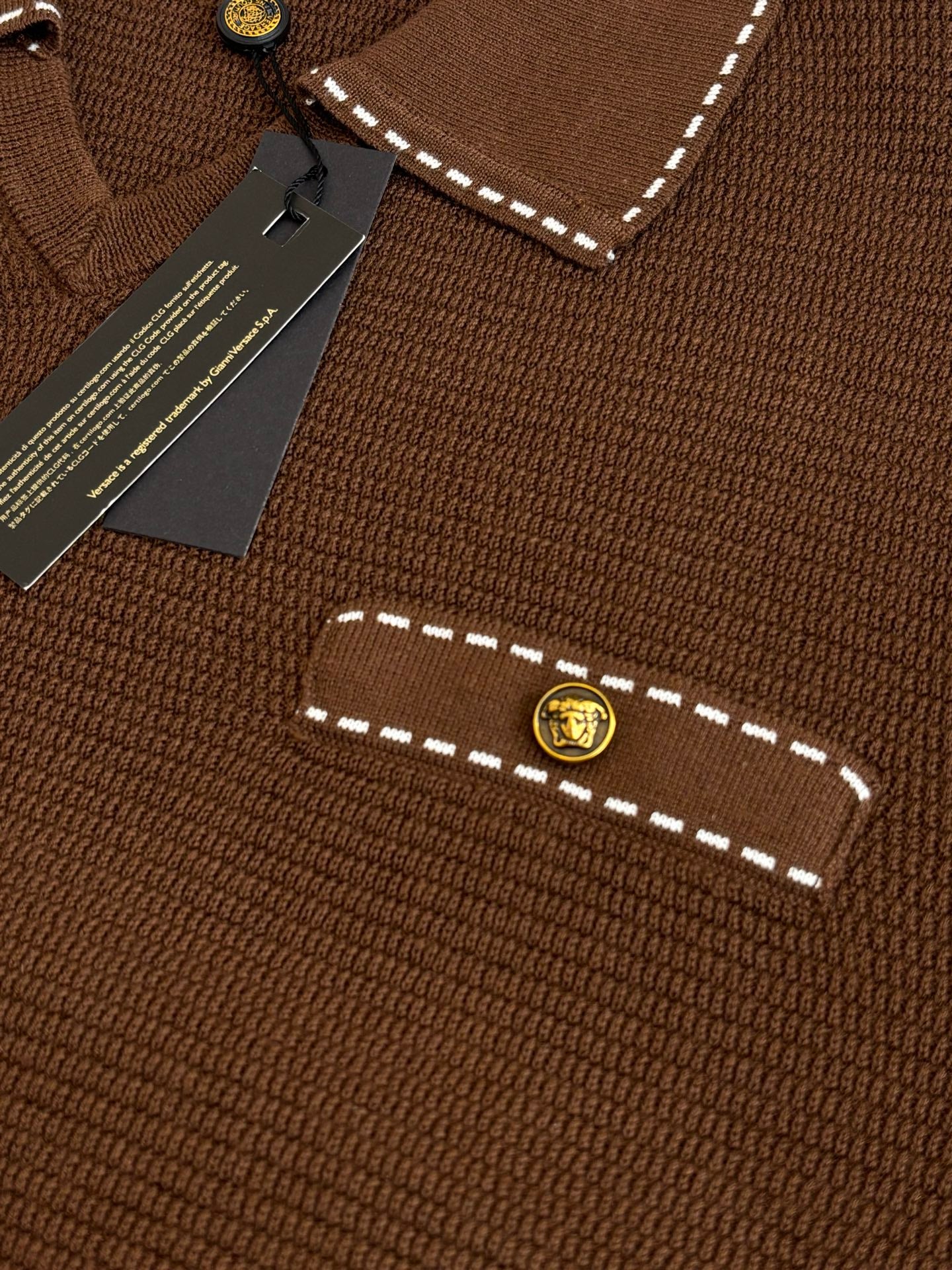 260521 New high-quality V-neck knitted polo with a collar and short sleeves