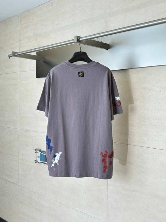 260521 New high-quality hand-drawn ink-blurry print round-neck T-shirt