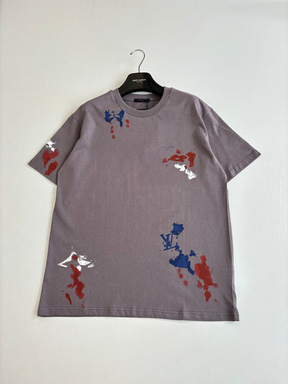 260521 New high-quality hand-drawn ink-blurry print round-neck T-shirt