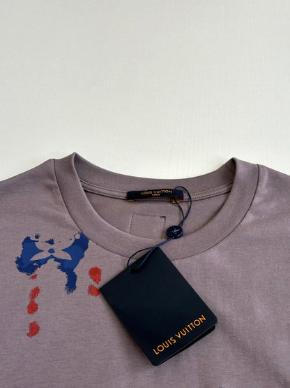 260521 New high-quality hand-drawn ink-blurry print round-neck T-shirt