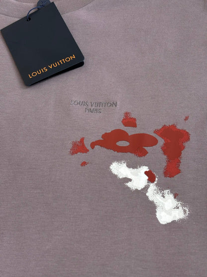 260521 New high-quality hand-drawn ink-blurry print round-neck T-shirt
