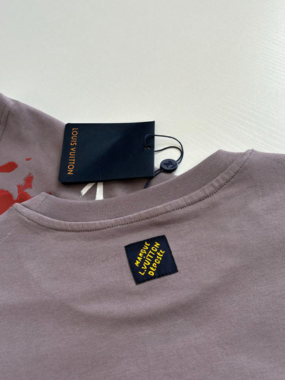 260521 New high-quality hand-drawn ink-blurry print round-neck T-shirt