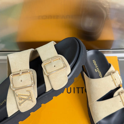 260526 New high-quality summer thick-soled double-buckle flat beach slippers