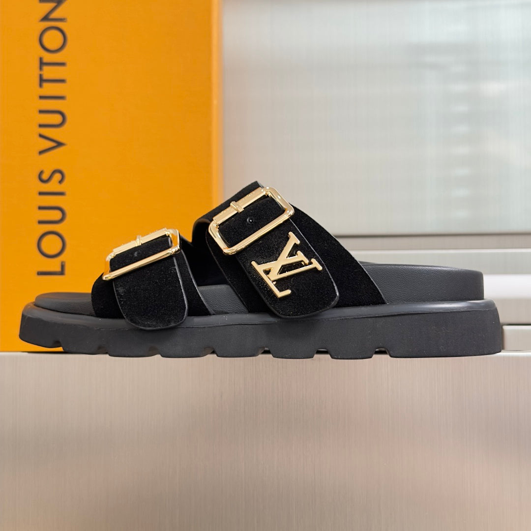 260526 New high-quality summer thick-soled double-buckle flat beach slippers