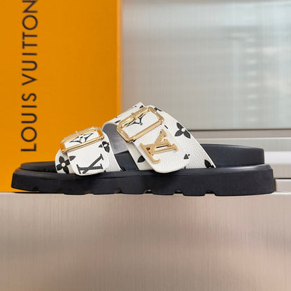260526 New high-quality summer thick-soled double-buckle flat beach slippers