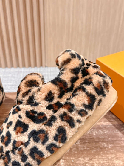 260602 New high-quality velvet cowhide leopard-print warm and cute casual shoes