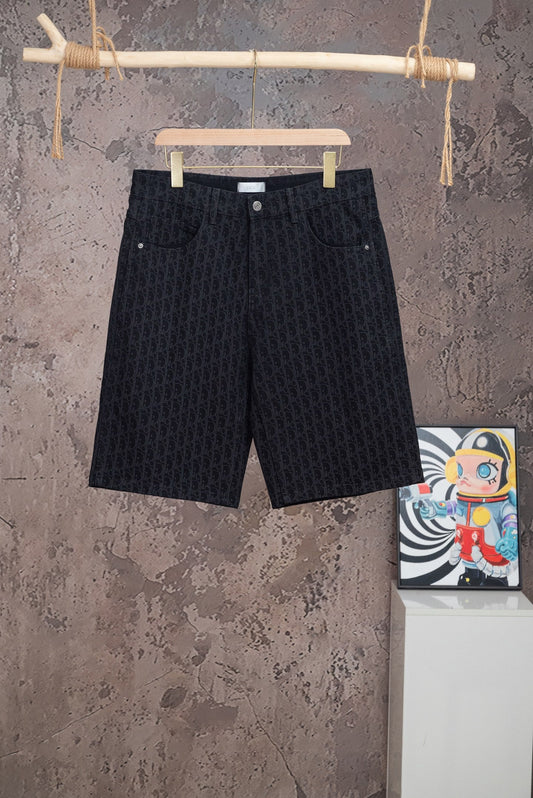 260602 New high-quality full-print straight-leg five-inch denim shorts