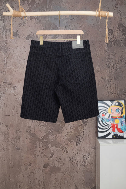 260602 New high-quality full-print straight-leg five-inch denim shorts