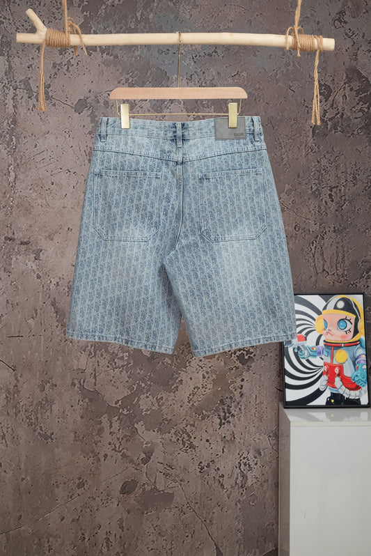 260602 New high-quality full-print straight-leg five-inch denim shorts