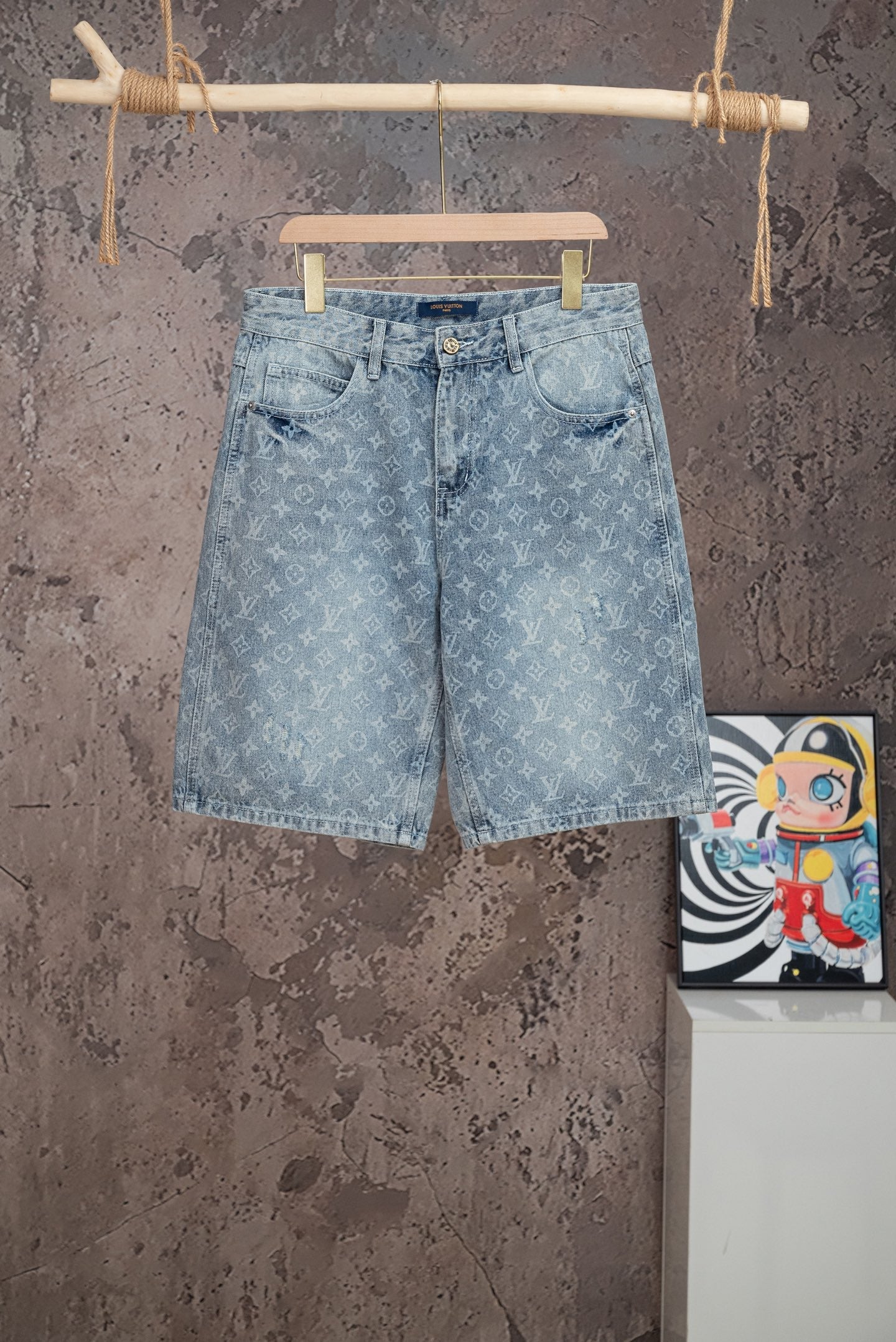 260602 New high-quality full-print straight-leg five-inch denim shorts