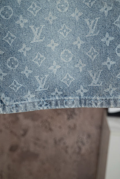 260602 New high-quality full-print straight-leg five-inch denim shorts