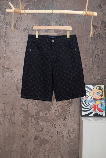 260602 New high-quality full-print straight-leg five-inch denim shorts