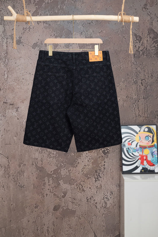 260602 New high-quality full-print straight-leg five-inch denim shorts