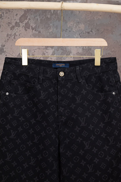 260602 New high-quality full-print straight-leg five-inch denim shorts