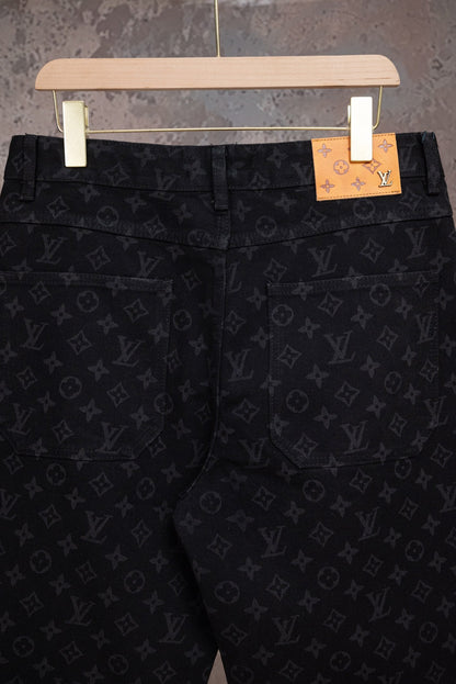 260602 New high-quality full-print straight-leg five-inch denim shorts