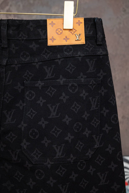 260602 New high-quality full-print straight-leg five-inch denim shorts
